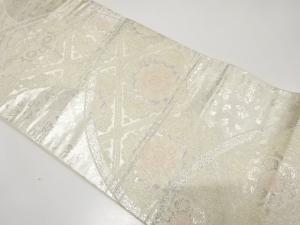 アンティーク　地紙に斜め格子・華紋織り出し袋帯（材料）